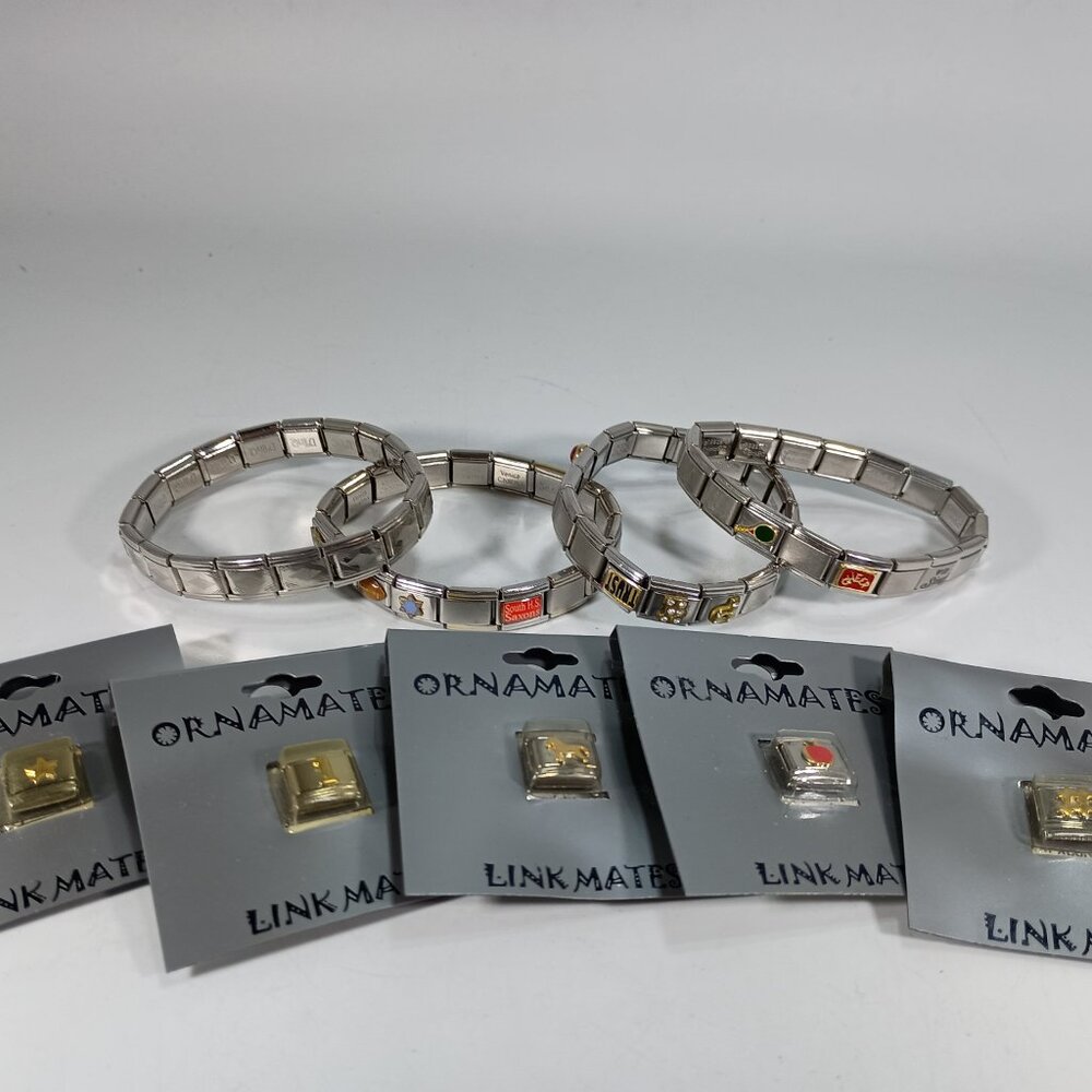 Lot of 4 Charm Bracelets Zoppini, D'Linq & Venice Charm Chick w/Extra Link Mates